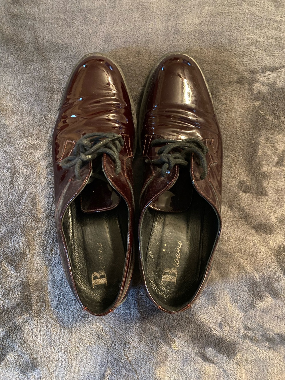Women’s Burgundy Patent Leather Lace-Up Shoes